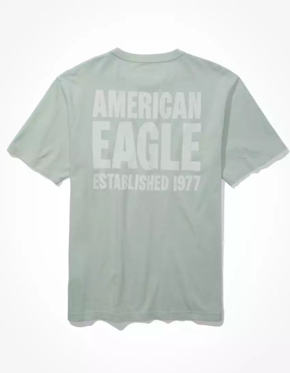 T Shirt Graphique American Eagle AE Super Soft Menthe Homme | ANU-52767761